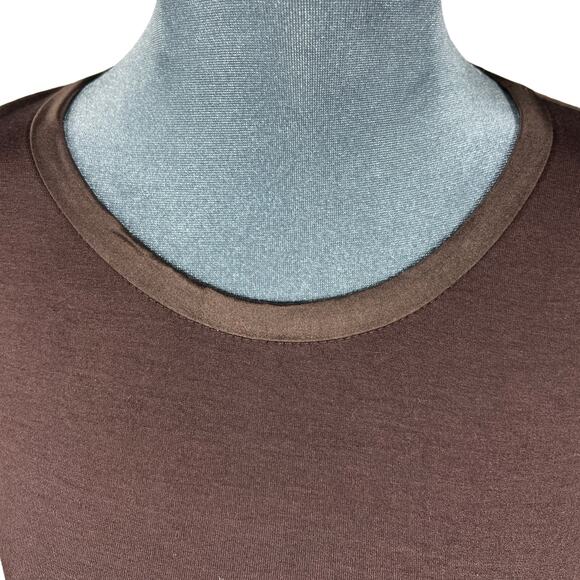 Bebe Y2K Dress Sz Small Brown Silk Trim Puff Sleeve Goblincore Fairy Vintage USA - Picture 9 of 12